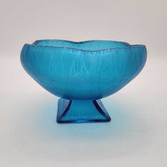 1920's Northwood Stretch Glass Celeste Blue Tree of Life Footed Bowl - Picture 1 of 4